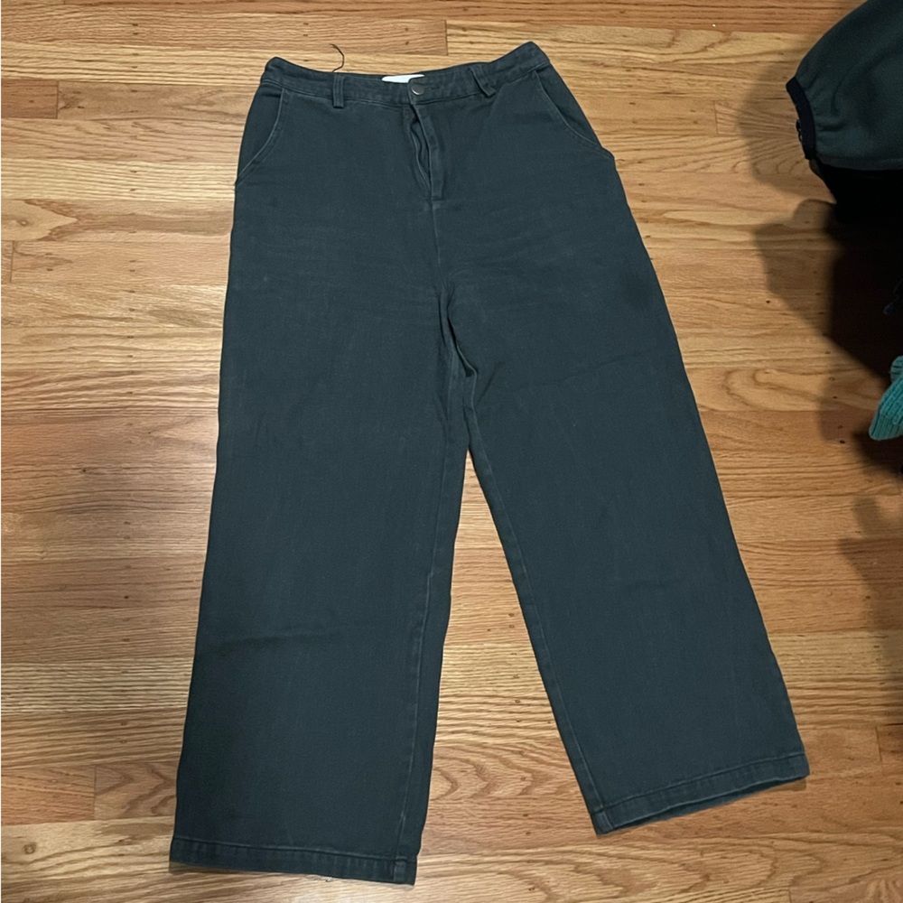 Green wide leg jeans